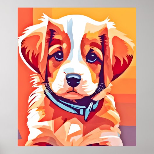 Poster Cute Puppy Pop Art (Devant)