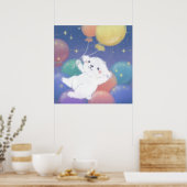 Poster Cute Puppy with Balloons & Stars (Cuisine)