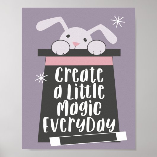 Poster Cute Rabbit Inspirational Citation Filles Nursery  (Devant)