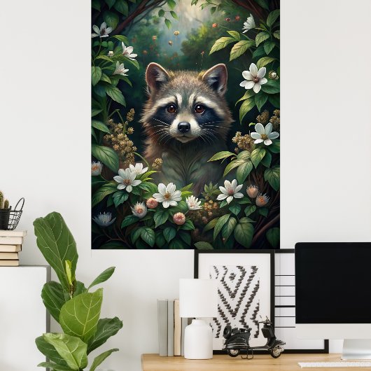Poster Cute Raccoon (Bureau à domicile)