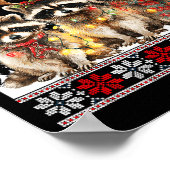 Poster Cute Raccoon Santa Christmas Lights Ugly Xmas Swea (Coin)