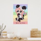 Poster Cute Rainbow Anime Panda Girl (Cuisine)