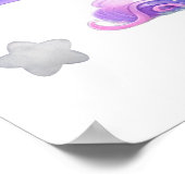 Poster Cute Rainbow et Unicorn 4e fête d'anniversaire (Coin)