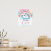 Poster Cute Rainbow Unicorn Pool Anniversaire Bienvenue (Cuisine)