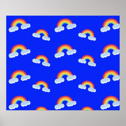 Poster Cute Rainbow with Clouds Pattern (Devant)
