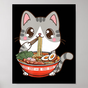 Poster Cute Ramen Cat Kawaii Anime Japonais Food Boy Girl