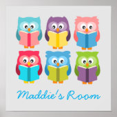 Poster Cute reading owls (Devant)