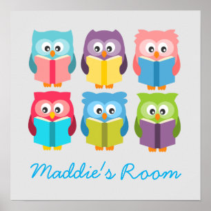 Poster Cute reading owls