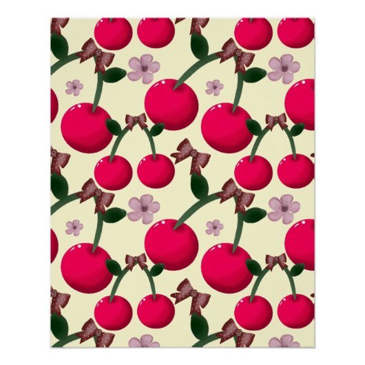 Poster Cute red cherry pattern  (Devant)