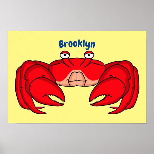 Poster Cute red crab cartoon (Devant)