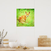 Poster Cute Red Fox Wildlife Aquarelle Peinture Art (Cuisine)