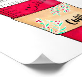 Poster Cute Red Santa Hat Coffee Candy Cane Christmas (Coin)