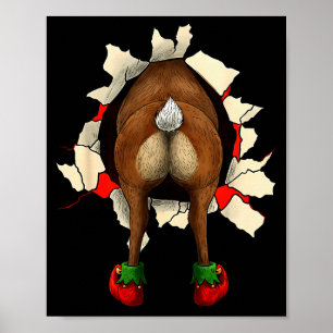 Poster Cute Reindeer Butt Breakthrough Noël