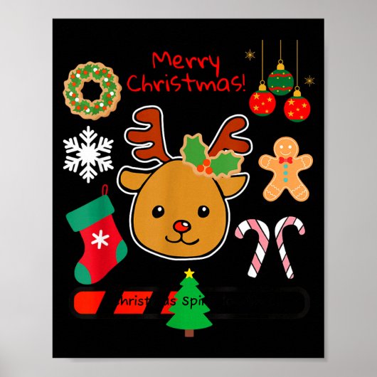 Poster Cute Reindeer Christmas Cartoon Holiday Festive Ar (Devant)