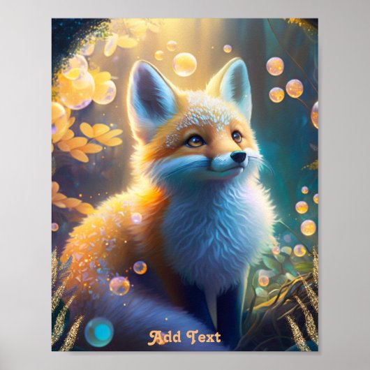 Poster Cute Renard mystique dans la forêt enchantée Perso (Devant)