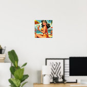 Poster Cute Retro Bikini Girl (Bureau à domicile)
