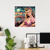 Poster Cute Retro Girl (Bureau à domicile)
