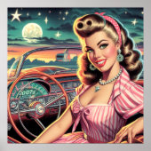 Poster Cute Retro Girl (Devant)