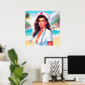 Poster Cute Retro Nurse (Bureau à domicile)