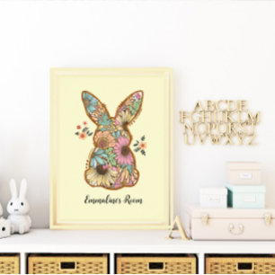 Poster Cute Retro Rabbit Design Salle Enfants