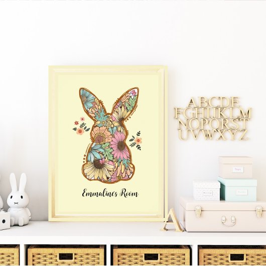 Poster Cute Retro Rabbit Design Salle Enfants