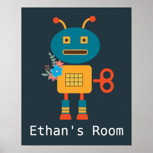 Poster Cute robot children's room design