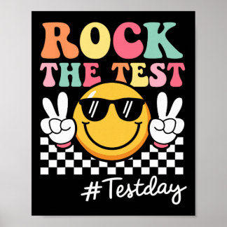 Poster Cute Rock The Test Retro Smile Teacher Kids Testin