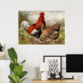 Poster Cute rooster and chicken Country kitchen (Bureau à domicile)