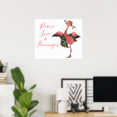 Poster Cute rose Boho Paix Amour et Flamants roses Inspir (Bureau à domicile)