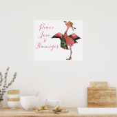 Poster Cute rose Boho Paix Amour et Flamants roses Inspir (Cuisine)