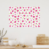 Poster Cute rose et vert Tumbling Hearts Motif (Cuisine)