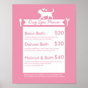 Poster Cute Rose Silhouette Chien Grooming Salon Menu
