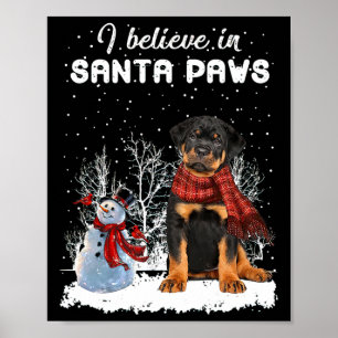 Poster Cute Rottweiler Chien Noël Snowman Noël Pa