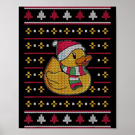 Poster Cute Rubber Duckie Duck Christmas Santa Clause (Devant)