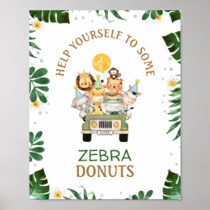 Poster Cute Safari Animals Birthday Party Sign