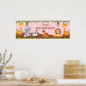 Poster Cute Safari Jungle Animaux Anniversaire (Cuisine)