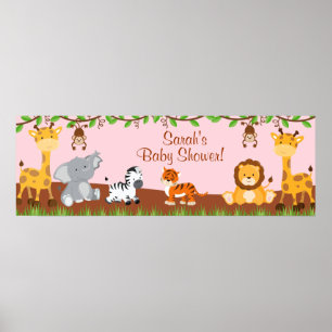 Poster Cute Safari Jungle Animaux Fille Baby shower Banni
