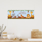 Poster Cute Safari Jungle Animaux garçon Baby shower bann (Cuisine)