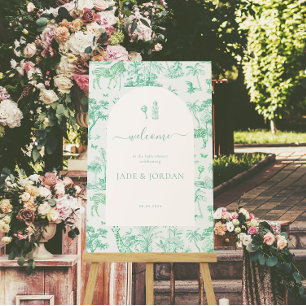 Poster Cute Safari Toile de Jouy   Baby shower à la menth