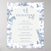 Poster Cute Safari Toile de Jouy | Boisson Baby shower bl (Devant)