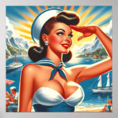 Poster Cute Sailor Nautical Pin-up (Devant)