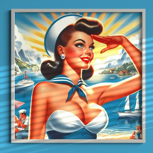 Poster Cute Sailor Nautical Pin-up