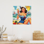 Poster Cute Sailor Pin up (Cuisine)