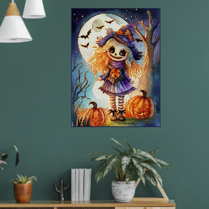 Poster Cute Scarecrow dans Éffrayant Woods,