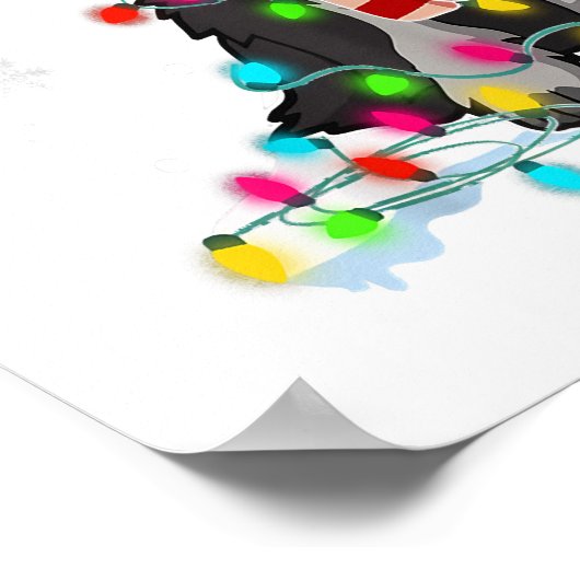 Poster Cute Schnauzer Christmas Lights With Santa Hat (Coin)