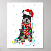 Poster Cute Schnauzer Christmas Lights With Santa Hat (Devant)