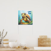 Poster Cute Sea Turtle in the Ocean Cartoon Personalized (Cuisine)