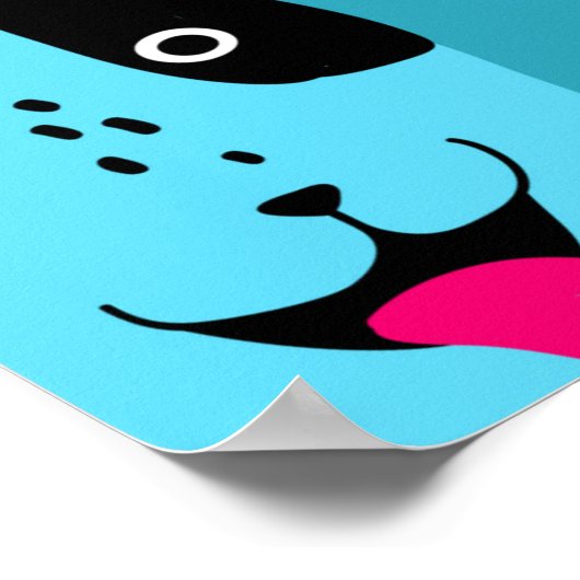 Poster Cute seamless pattern with funny dogs on a blue ba (Coin)