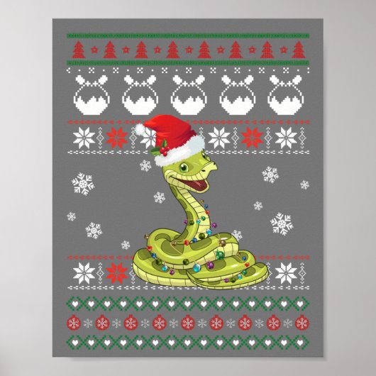 Poster Cute serpent laide doux Noël Light Pyjama (Devant)