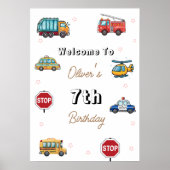 Poster Cute Service Vehicle Birthday bash welcome sign  (Devant)